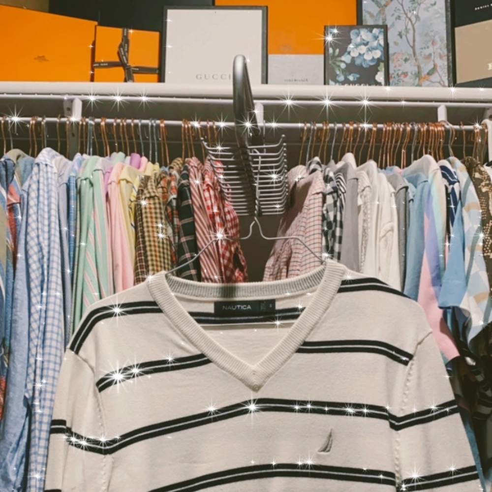 Nautical vneck long sleeve